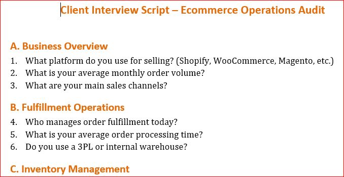 E-commerce Operations Consultant Toolkit PRO