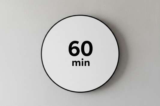 a clock showing only a 60 min text
